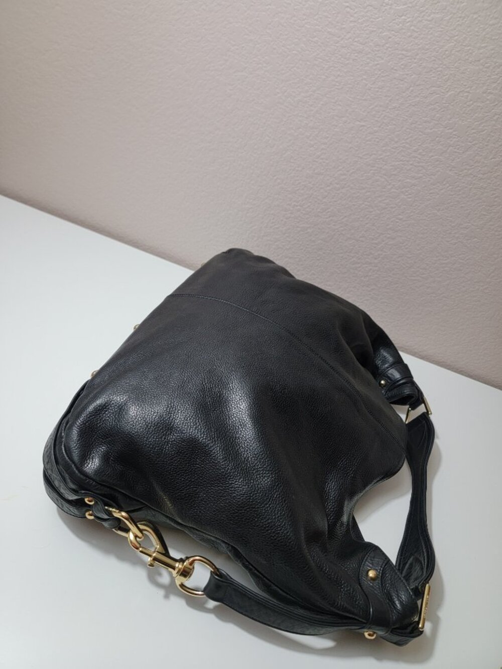 Rebecca Minkoff Nikki Hobo Black Pebbled Leather Gold Hardware Shoulder Bag Soft - Picture 5 of 12